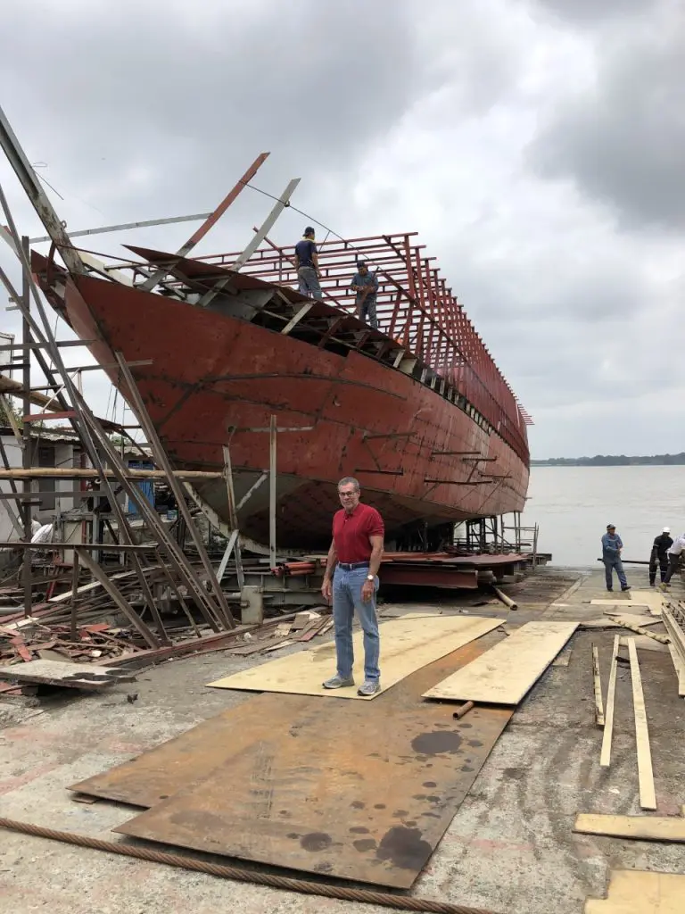 Peter Hughes attending the construction of Tiburon Explorer, Guayaquil, Ecuador. PeterHughes TiburonExplorer | Explorer Ventures Fleet® Liveaboard Diving