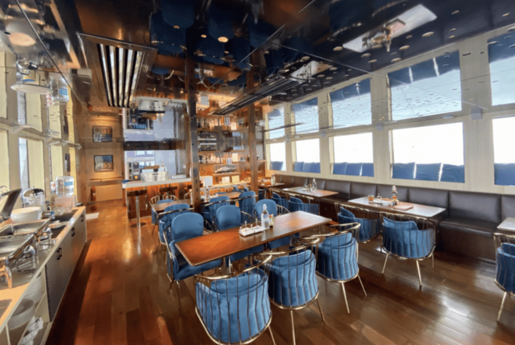 Tables and chairs in a dining area