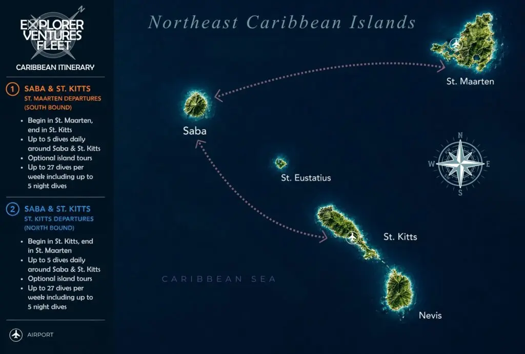 Northeast Caribbean Islands Itinerary Map for Caribbean Explorer II | Explorer Ventures Fleet