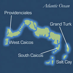 turks caicos map diving